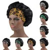 Trendig Satin Wide Brim Stretch Band Nightcap Oversized Afrikansk kvinna Leopard Print Elasticitet Hårvård Hatt Sova Bonnet