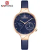 Navorce vrouwen mode blauwe quartz horloge dame lederen horlogeband hoge kwaliteit casual waterdicht polshorloge cadeau voor vrouw 2021