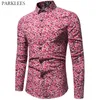 Floral Printed Mens Shirt Casual Slim Fit Shirts for Men Social Streetwear Chemise Homme Button Up Mens Long Sleeve Shirt Camisa 210524
