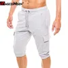 Magcomsen 3/4 Summer Joggers Pants Męskie kieszenie na dresowe spodnie swobodne siłowni spodnie sportowe sznurka Capris P0811