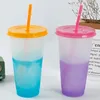 Tazze da 7 pezzi Colore portatile Cambiamenti a colori con paglie di coperchio in plastica Bulk riutilizzabile per adulti e bambini