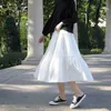 Chiffon White Ruffle Pleated Skirts Women Summer Solid Color High Waist Long Skirts Harajuku Vintage Korean Black Wild Clothes 210619