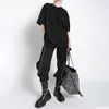 [EAM] High Elastic Waist Long Wide Leg Side Rhinestones Trousers New Loose Pants Women Fashion Tide Spring Autumn 2021 1DD2881 Q0801