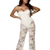 Women's Tracksuits Women's Women Sexy Lace Summer Pants Jumpsuit Suit High Waist Transparent Effect Casual Slimming Clothes 3 Piece Wit