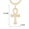 Цепочки египетское ожерелье Анк Шарм мужская подвеска веревочная цепочка Ключ жизни со льдом горный хрусталь кубинские ювелирные изделия в стиле хип-хоп7093230