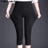 Calças das mulheres de Streetwear Capris com cintura alta calças de lápis comprimento de bezerro para mulheres calças mulher calças femininas plus tamanho 5xl 6xl 210519