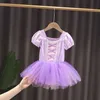 Girl ballet vestido desenhos animados dançando roupas tutu fofo tulle crianças realizar traje e20708 210610