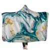 Psychedelic Art Marble Swirl blanket Gouache flowing gold Children Hooded Blanket Soft Warm Sherpa Fleece wearable Blankets for JJD11124