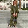 Moda Feminina Brilhante Hijab Manga Bufante Vestido Muçulmano Eid Djellaba Abaya Dubai Cetim Turquia Islam Abayas