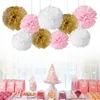 9Pcs Mixed Tissue Paper Pom Poms Pompoms Hanging Party Decoration Wedding Garland Decor