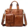 Handväskor Vertikala män Äkta läder Male Märke Design Leather Office Briefcase Stora Business Travel Men's Messenger Bag