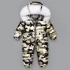 Jumpsuits 2021 Geboren Baby Onesie Kostuum Meisje Romper Kleding Down Jumpsuit Boys Dikke Snowsuit Winter Warm Waterdichte Ski Suit Kleding