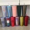 Mugs 710ML studded cups Diamond Radiant Goddess Straw Cup Coffee Summer Holiday Cold Tumbler 24oz Double Layer Plastic Durian WLL1030