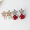 Stud IDESTINY Fashion Snowflake Design Simulated Pearl Famous Earrings Designers Studs Jewelery For Women CZ Jewelry Bijoux Gift