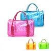 Abendtaschen für Damen, Sommer, Bonbonfarben, transparent, Strandtasche, große Streifen, PVC, Badehandtasche, Gelee-Tasche