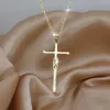 jewelry vintage Golden religious statement necklaces cross pendants for Women long chain Y sharp accessories wholesale