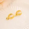 Boucles d'oreilles manchette pour dames à la mode de l'amour rond pendre coeur boucle d'oreille véritable 24 k or jaune massif GF ornements