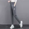 Casual Grube Slim High Walia Soft Damskie Damskie Damskie Trendy Sportowe Baggy Kostki Banded Spodnie Stylowa Bawełna Dwustronne spodnie Q0801