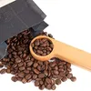 2021 Design Hölzerne Kaffeeschaufel mit Tasche Clip Esslöffel Massive Buche Holz Messing Tee Bean Löffel Clips Geschenk Großhandel