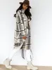 Women's Wool & Blends 2022 Winter Women Checked Jacket Casual Oversized Turn Down Collar Long Coat Female Thick Warm Woolen Overcoat Streetw