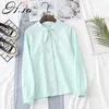 Hsa Summer Women White Shirts Turn Down Collar Solid Chiffon Shirt Blouse Long Sleeve Chic High Street Female Tops 210430