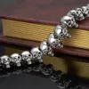 Large Heavy Mens Stainless Steel Skull Link Bracelet Biker Gothic Silver Color High Polished 8.5 Inches