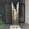 Dekoration Stearinljushållare Bröllop Bakgrund Guld Tall Shinny Acrylic Candelabra för Luxury Wedding Stage SenyU837