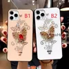 Spiegel Rhinestone Butterfly Telefoon Gevallen met Crystal Armband Cover voor iPhone 12 11 Pro Max XR X XS 7 8 Plus