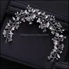 Biżuteria Wedding Hair Handmade Sie Crystal Rhinestone Headband Tiara Bridal Headpiece Vine Women Aessories Drop Dostawa 2021 3KONG