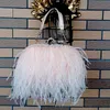 Evening Bags Handbags Women Famous Brands Ostrich Feather Clutch Luxury Designer Chain Party Bag9020772