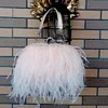 Bolsas de noite bolsas femininas marcas famosas avestruz pena embreagem luxo designer corrente festa bag258w