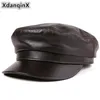 xdanqinx本革帽子高品質の男性向けの高品質のフラットキャップ
