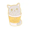 Mignon café chat broches broche pour femmes hommes mode robe manteau chemise Demin métal drôle broche broches badges promotion cadeau bijoux nouveau design