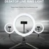 Lighting Ring Light 10 "/ 26cm Selfie LED Desktop Ringlampa med stativstativ Mobiltelefonhållare Fjärrkontroll för YouTube Video Conference
