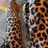 Broek voor vrouwen bruin luipaard joggers vrouwen hoge taille flare broek dubbellaagse mesh e meisje esthetische broek vrouwelijke joggingbroek Q0801