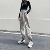 Streetwear Coulisse Lettera Y2k Pantaloni della tuta Pantaloni da donna Casual Harajuku Pantaloni lunghi grigi Pantaloni della tuta Capris Pocket 210510