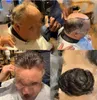 まっすぐな男性のかつら1bの灰色の完全なPu Toupee 32mm波12Aインドのバージンレミー人間の髪のユニット