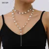 Shixin simulerad pärla choker ihålig kristall hjärta halsband för kvinnor långa tofs halsband på nacke 2020 bröllop smycken mode