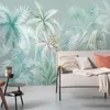 مخصص جدارية للجدران الحديثة 3d استوائية نبات ورقة الغابات صور جدار اللوحة غرفة المعيشة ديكور المنزل papel دي parede