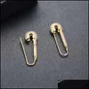 Stud Earrings Jewelrystud Gold Safety 925Sier Color Pin Earring Black Cz Stone Zircon For Women Charm Jewelry Drop Delivery 2021 Pheyx