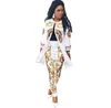 European and American women's Two Piece Pants fashion digital printing full diamond shiny sleeve jacket + trousers suit