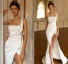 Sexy One Shoulder Mermaid Trouwjurken 2022 Sequen Satijn High Split Bridal Gown Fashion Vestido de Noiva Robe de Mariage