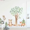 Grande Forêt Stickers Muraux Pour Chambres D'enfants Ours Brun Enfants Stickers Muraux Décoration Papier Peint Pour Chambre D'enfants Décoration 211124