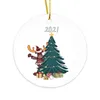 35 Stile Muster Weihnachten Keramik Anhänger Zubehör Kreative Party Ornamente Wärmeübertragung Druck DIY Keramik Ornament Runde Weihnachtsdekoration