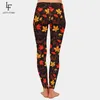 Letsfind mode kvinnor fitness hög midja leggings träning casual byxor byxor 3d lönnlöv digital utskrift plus storlek 211215