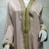 Etniska kläder Ramadan Eid 2022 Kvinnor Jellaba Dubai Hooded Abaya Loose Maxi Dress Jalabiya Muslim Long Sleeve Braid Trim Party Gown Marocko Marocko