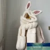 Kvinnor kanin 3 i 1 vinter varm mjuk cutethickening huva halsduk snodficka hattar hooded srarves scarf hat handske 3 stycke fabrik pris expert design kvalitet senaste stil