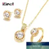 Kinel 18K Gold Zircon Jewelry Sets Engagement Ring Necklace Earring for Bridal Wedding Jewelry Valentine's Day Gift for Women Factory price expert design Quality