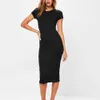 Jocoo Jolee Cotton T Shirt Dress Casual O-Neck Short Rleeve Bodycon Midi Sukienka Summer Plus Rozmiar Slim Pencil Dress Beach Sundress 210619