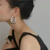 Hoop Huggie Aensoa Overdreven ronde metalen kralen parel oorbellen voor vrouwen mode ongewone geometrische grote cirkel oorbel feest sieraden